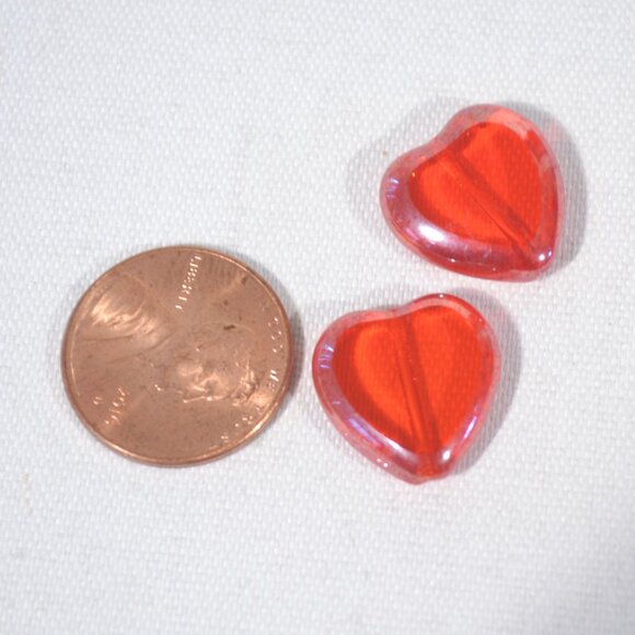 NEW ASSORTED CZECH  RED GLASS HEART BEADS, 120 PC - Picture 6 of 7